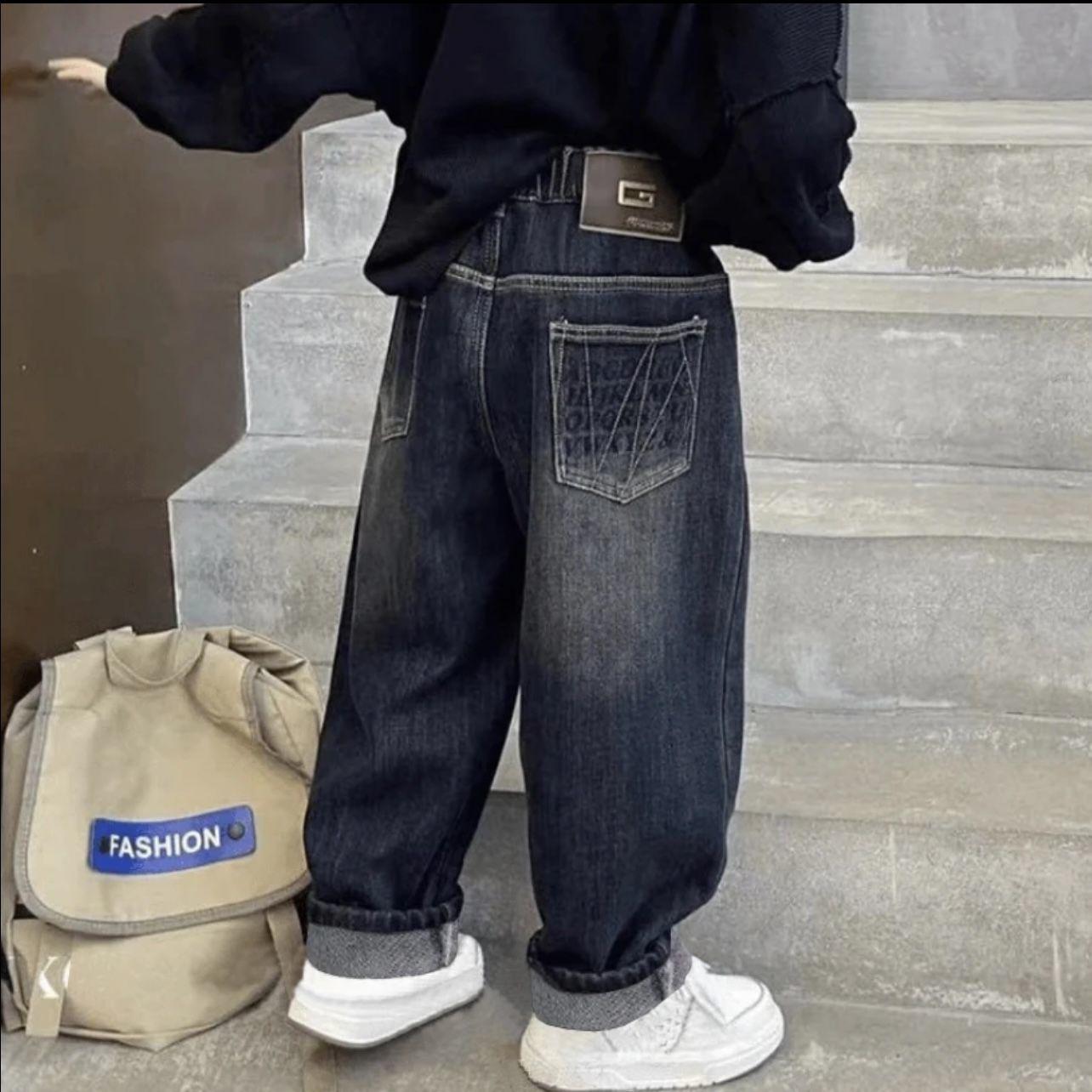 

Детские брюки Весна и осень Свободные повседневные джинсы для мальчиков Корейские модные брюки 170