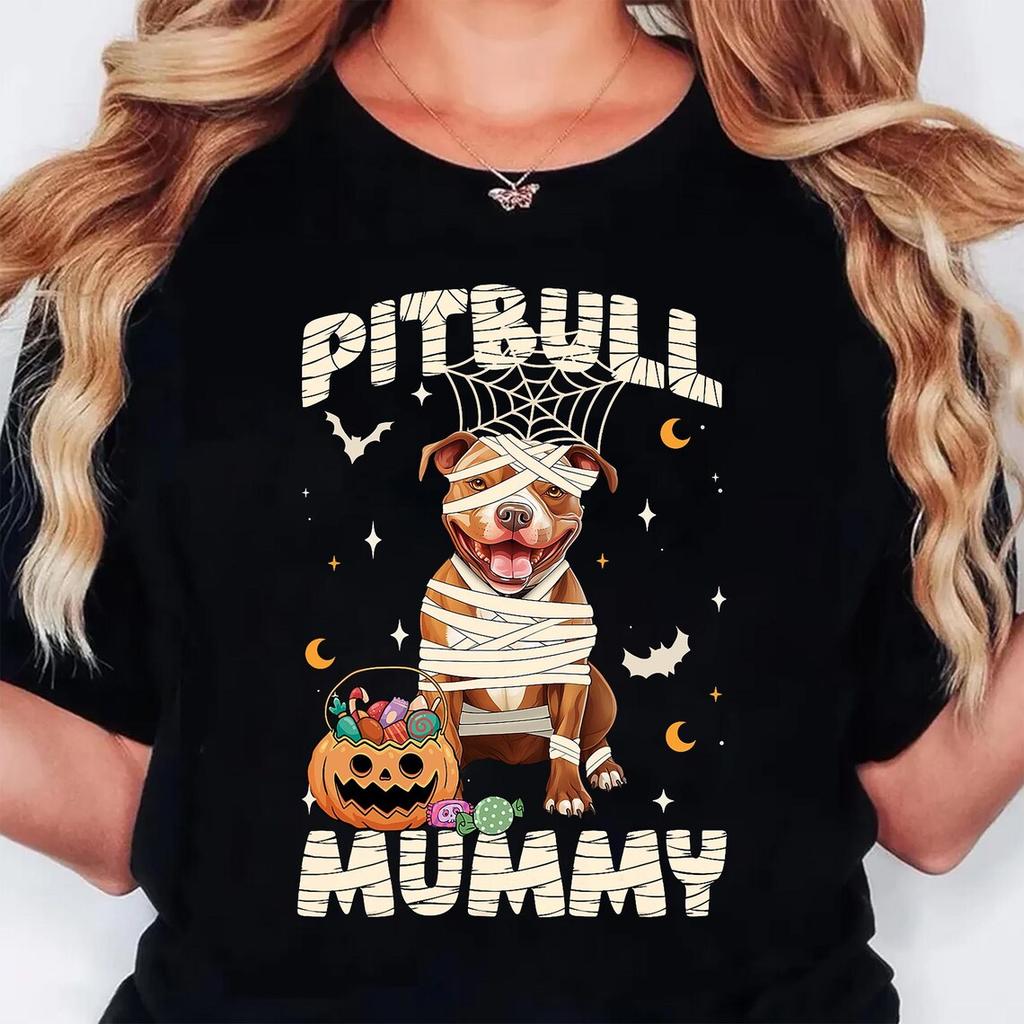 Pitbull Dog TShirt Funny Farmhouse Tee Casual Short Sleeve Top Womens Clothing Cartoon Streetwear Y2k Clothes