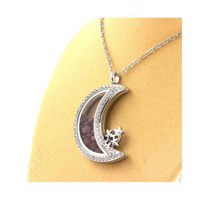 Pierres et Minéraux. Collier Rubis brut. Modèle Lune.