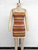 European & American 2026 Ethnic Style Strapless Striped Bodycon Holiday Dress