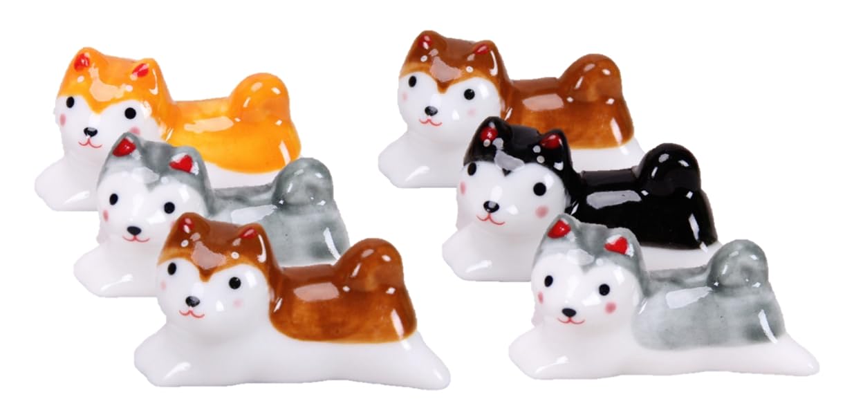 

Speed Mao Cute Shiba Inu Dog Ceramic Chopstick Rests of 4 Colors (Set 6) -