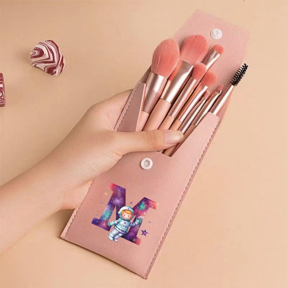 Premium Makeup Brushes Kit 8 Pieces Portable Blush Concealer Eyeshadow Brushes Synthetic Bristles Astronaut Letter Pattern