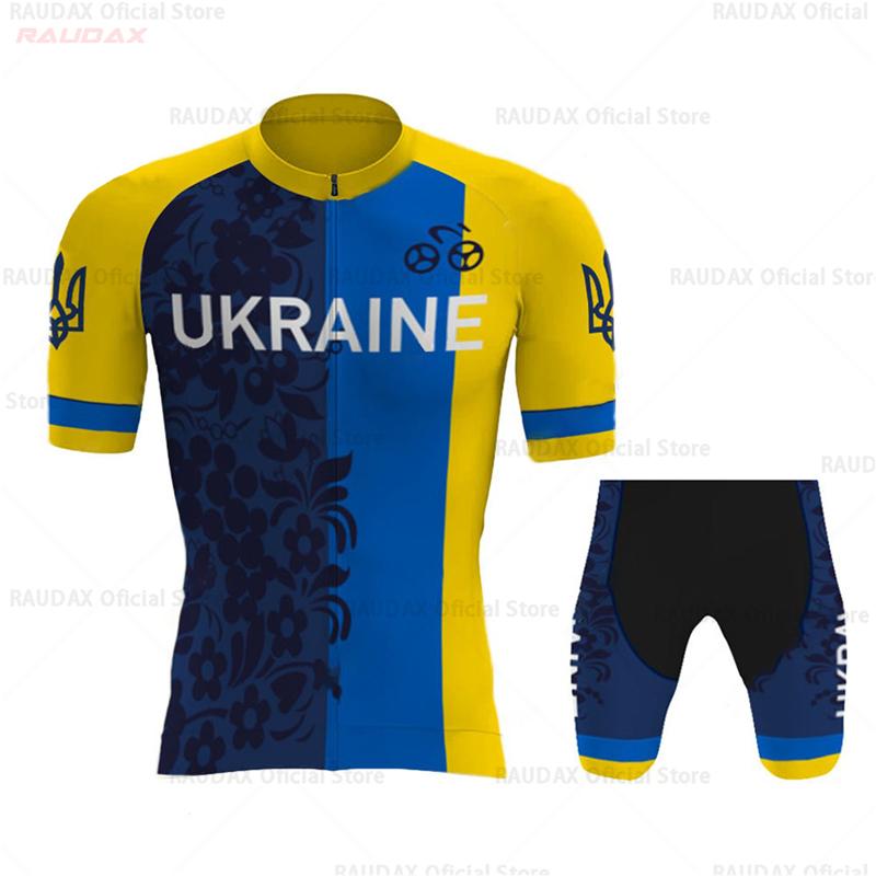 2026 m. vasaros kvėpuojantis dviračių aprangos komplektas Ukrainos sporto komanda Trumpomis rankovėmis Vyriškas Lauko sportas Dviračio apranga Kvėpuojantis Kalnų dviračio drabužiai