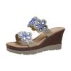 Round Toe Wedges Casual Open Toe Comfort Spring/Summer Rhinestone Embellish Slipper Party Plus Size 35-43 for Everyday Wear