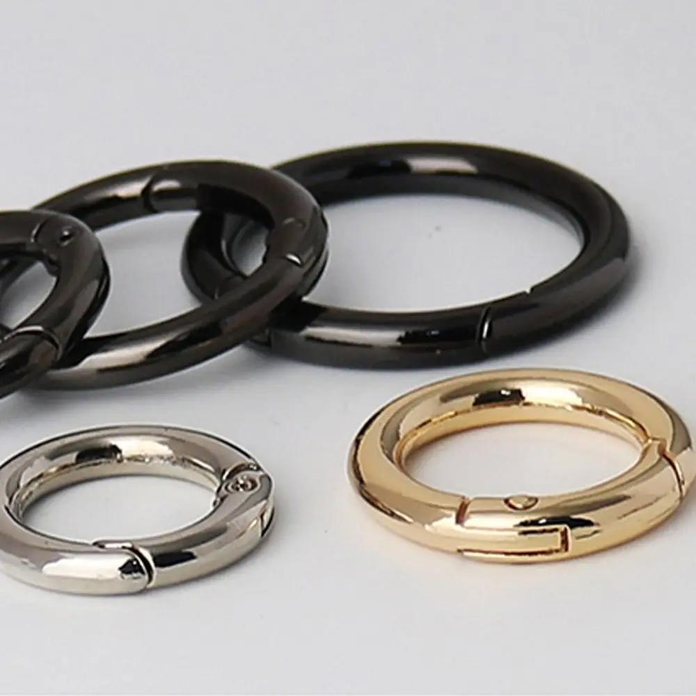 Portable Zinc Alloy Spring Ring Clasp Round Lightweight Plated Gate Buckle Trigger Snap Buckles Clip Bag Accessories