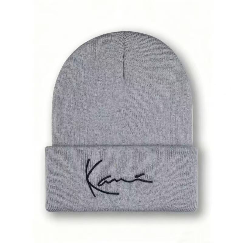 Karl Kani Retro Letter Embroidered Knitted Hat for Men and Women, Acrylic Double Layer Autumn/Winter Warmth Hooded Knitted Hat,