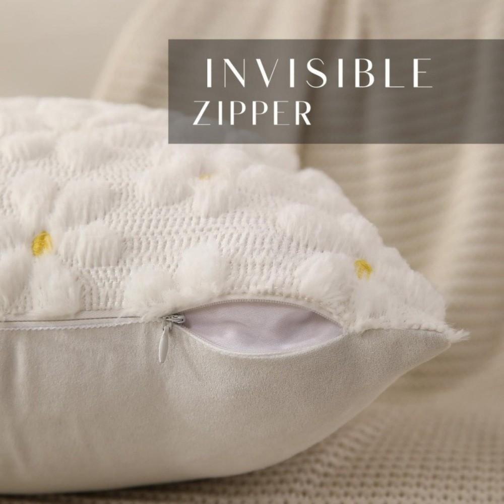Embroidery Daisy Spring Pillow Covers Soft Plush Throw Pillow Cases Home Sofa Decor