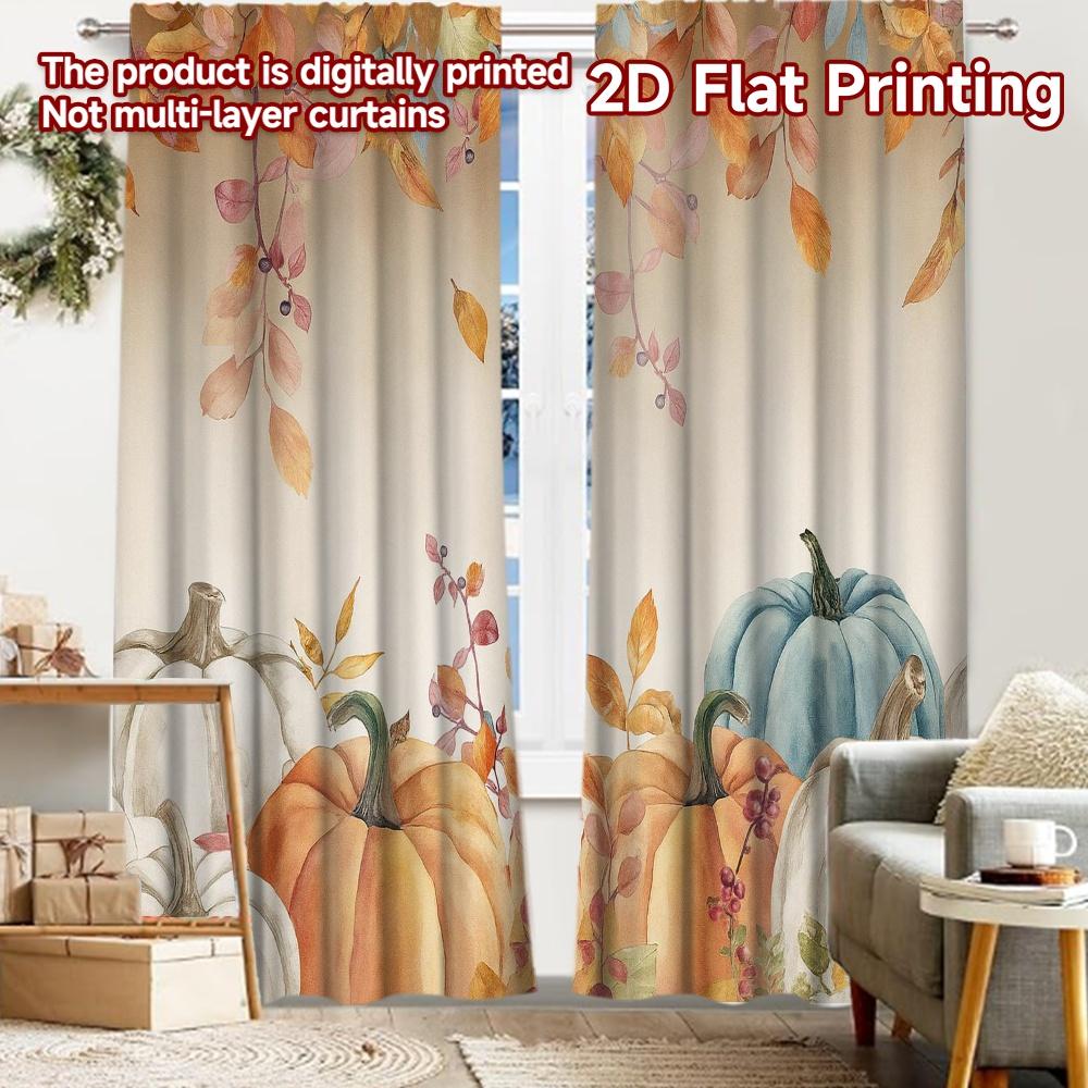 

2pcs, 2D FLAT PRINTING Curtains (Without Rod) Autumn Harvest(2) Christmas Festival Fashion Curtains Durable Polyester Fabric 52.50 × 116.00 cm 2 pcs
