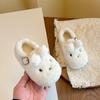 Girls' Rabbit Ear Plush Shoes, New Winter Solid Color Princess Cotton Shoes for Small, Medium, and Large Children, Warm Shoes