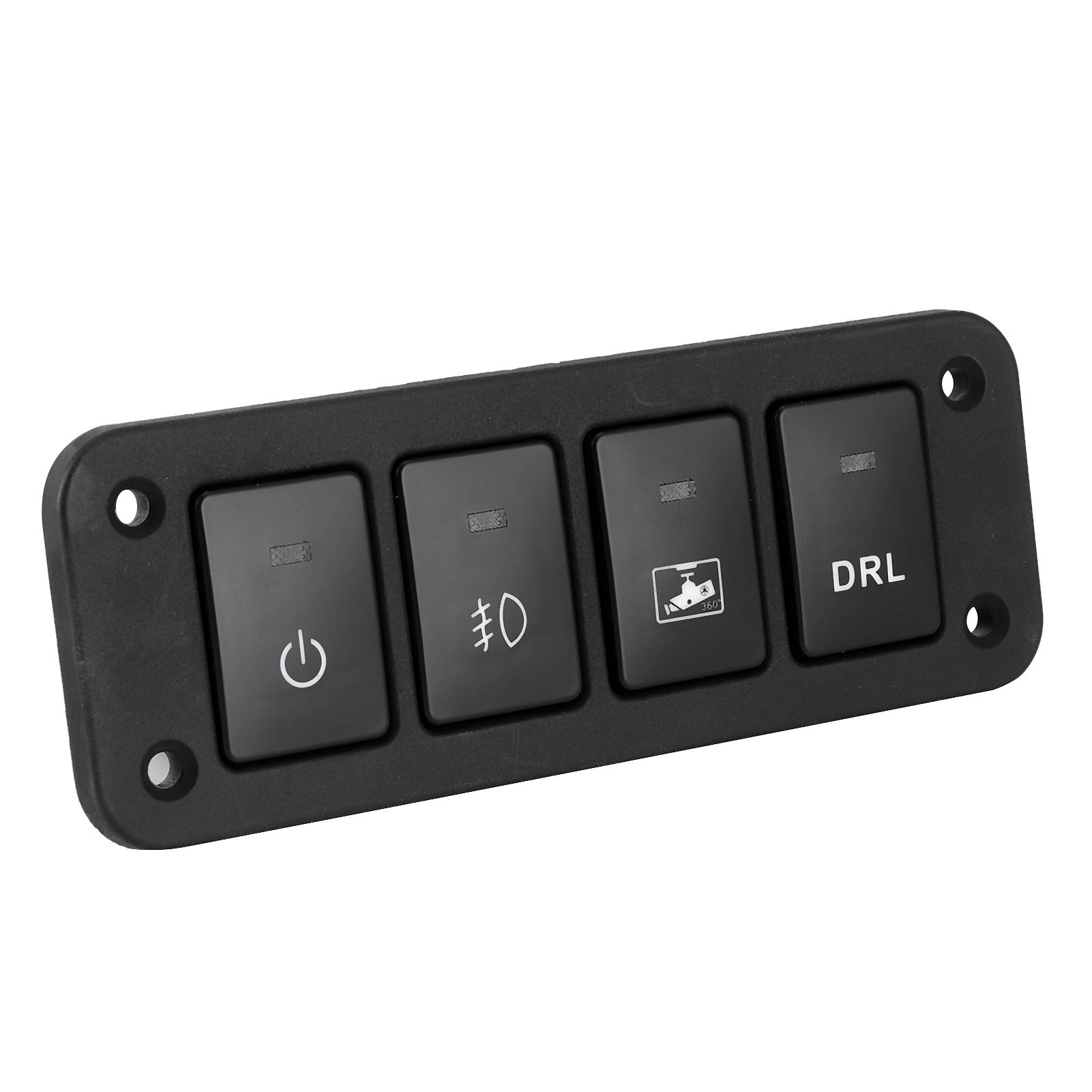 

Панель переключателей на 4 кнопки, кнопочная, для ДХО, светодиодной фары, видеорегистратора, противотуманной фары, 12–24 В, подходит для Camry Yaris Highlander