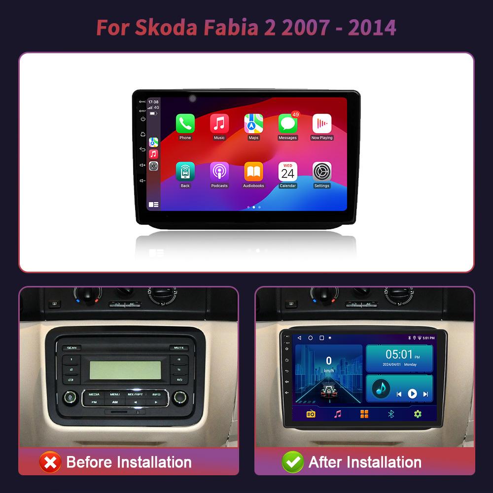 Android Auto Stereo Car Radio Multimedia For Skoda Fabia 2 2007-2014 WIFI Wireless Carplay GPS Navigation Head Unit Screen