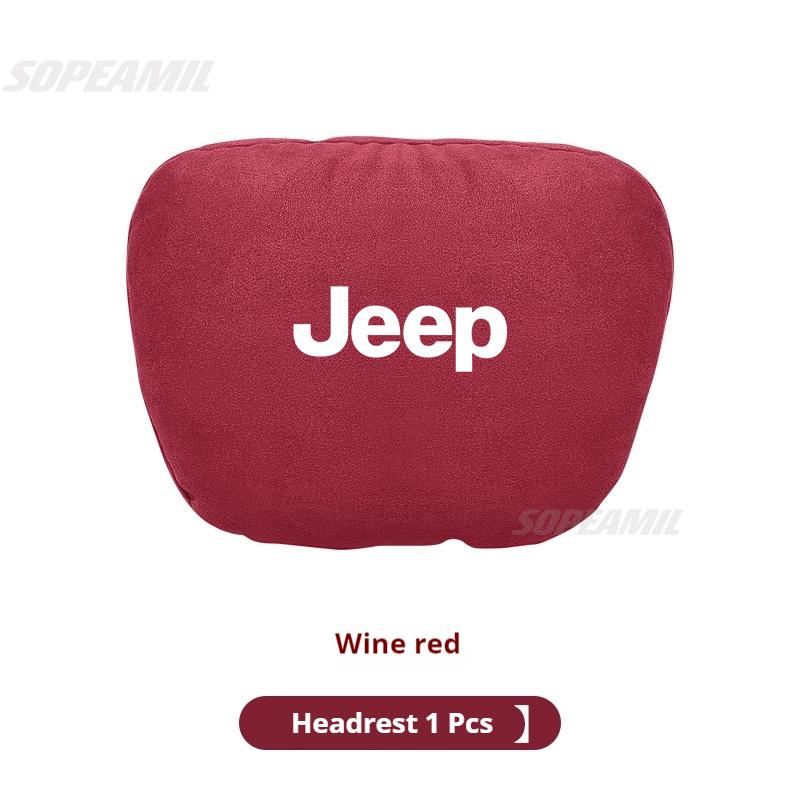 Suede Car Headrest Neck Pillow Seat Waist Cushion Jeep Grand Cherokee Wrangler JK Gladiator Patriot Commander Renegade CompassN