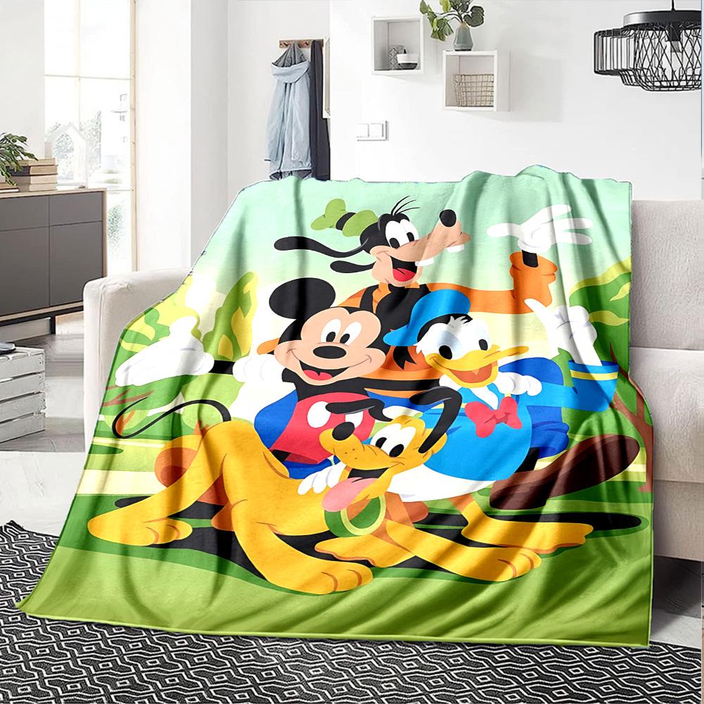 Mickey Friends Adventure Flannel Blanket Super Soft Warm Cozy Blanket For Sofa Bed Office Travel Allseason Home Decor Gift