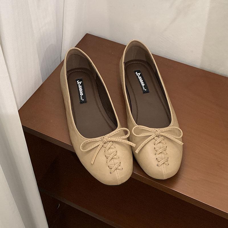 Fashion Fashion Round Toe Women Flats Slip On Shoes Casual Soft Footwear Lace Up Female Shallow Ladies Flats With Shoes