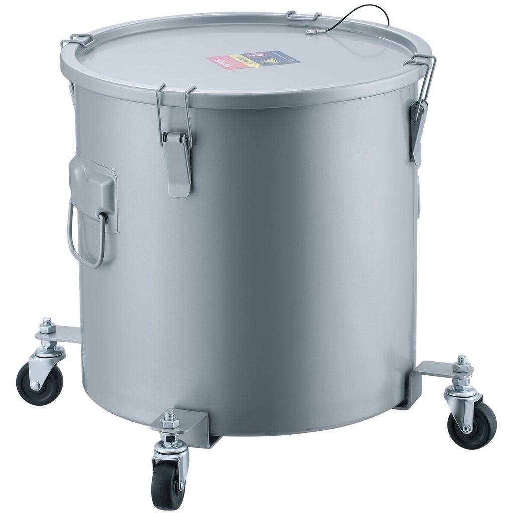 Fryer Grease Bucket, 10 Gal Oil Disposal Caddy with Caster Base, Carbon Steel Rust-Proof Coating, Oil Transport Container with Lid, Lock Clips, Filter