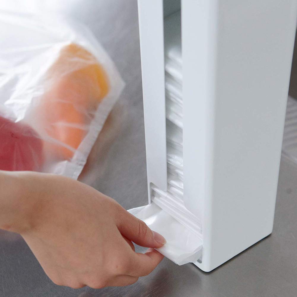 Yamazaki Magnetic Freestanding Plastic Bag Storage Tower, White, Approx. W8 x D8 x H32.5cm (Tower 7839)