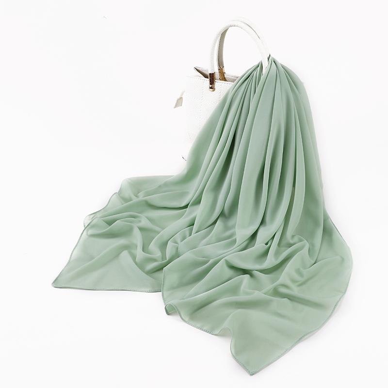 Muslim Chiffon Hijab Scarf for Women Big Solid Color Head Wrap for Women Hijabs Scarves Ladies Muslim Veil Jersey Hijabs Turban