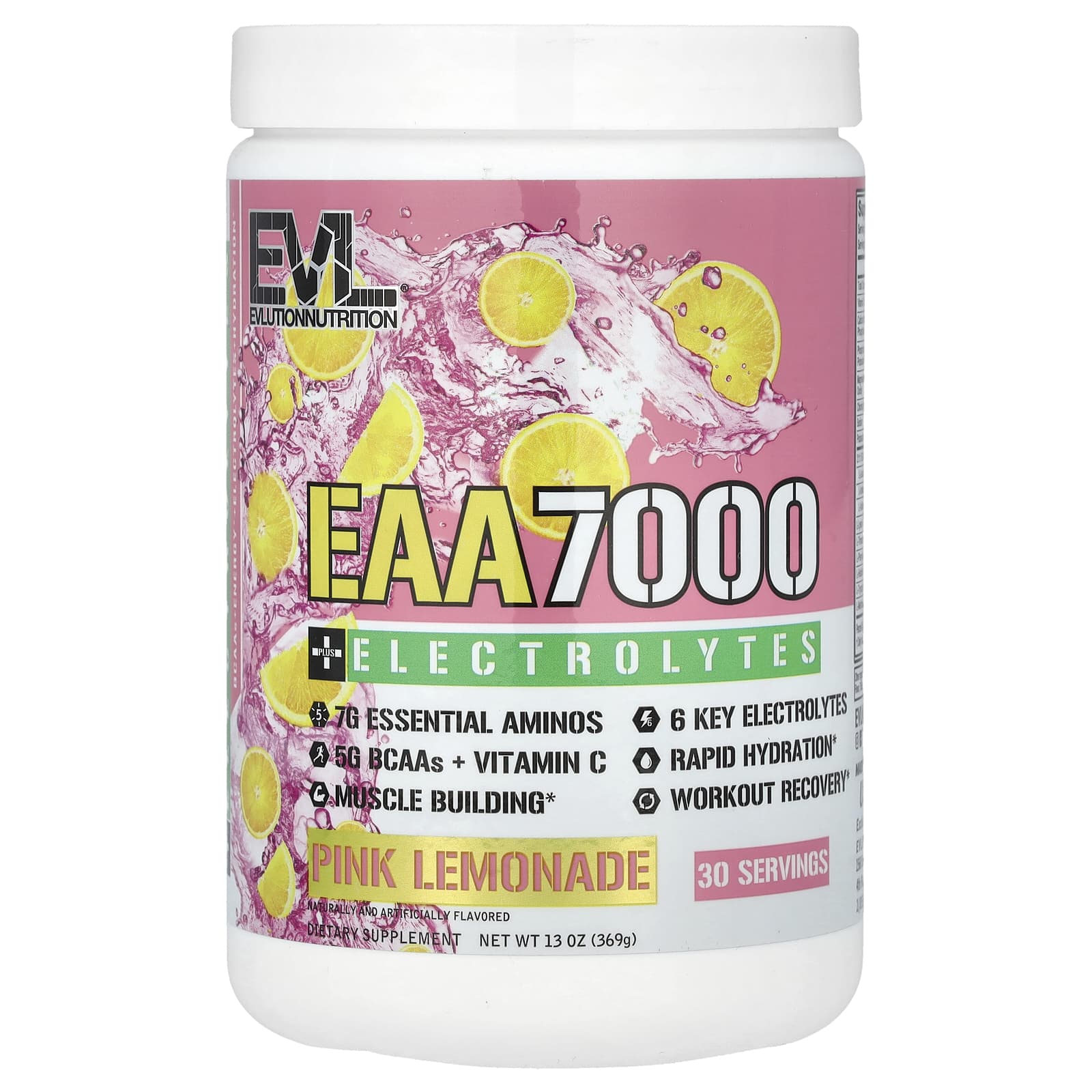 

EVLution Nutrition, EAA 7000 + Electrolytes, Pink Lemonade, 13 oz (369 g)