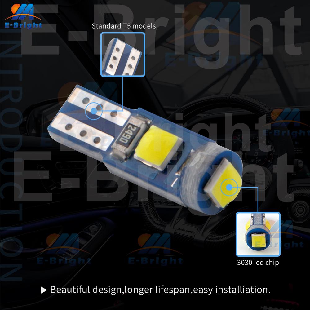 10PCS T5 W3W PCB 3030 3 Led Car Dashboard Bulbs Warming Instrument Lights Indicator 12V DC White Ice Blue Red Green Amber Pink Dome Lights 6