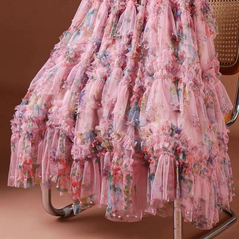 DIMANAF 2025 Sommer Damen Neue Röcke Chiffon Uni Elastischer Bund Plissee Mesh Elegante Röcke