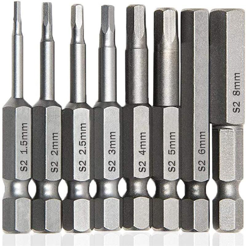

8/10 Pcs Sets Cross Head Screwdriver Bit Slotted Screwdriver Head 1.5-8mm/1.5-12mm 50mm Straight Cross Screwdriver Set Accessory