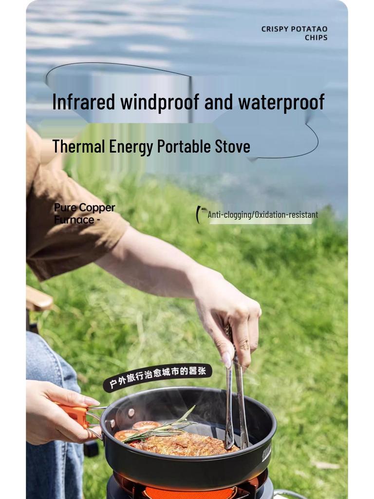 Portable Infrared Windproof Cassette Stove for Outdoor Cooking