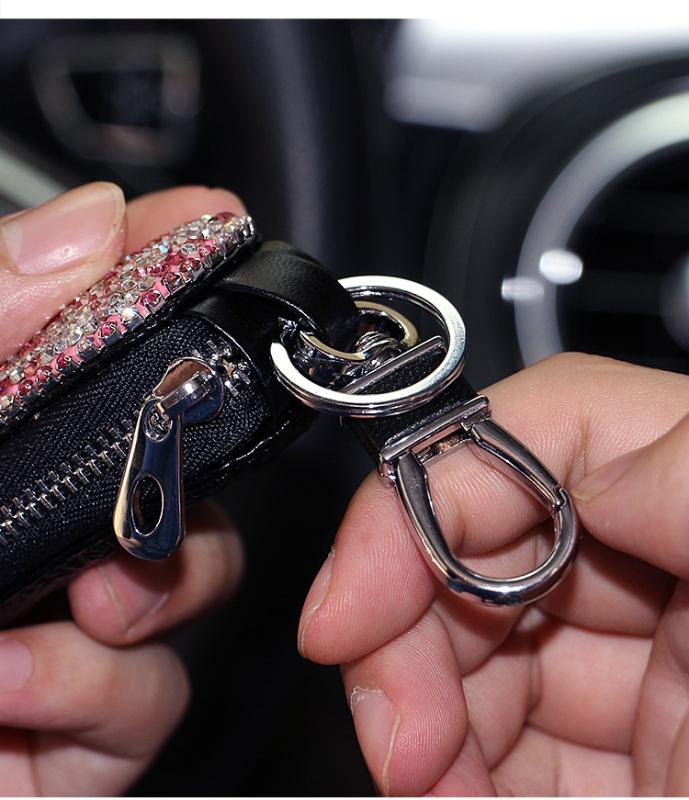 Portachiavi Universale Diamante per Auto Custodia Portaoggetti Portachiavi di Cristallo di Lusso Coprichiave Borsa Portafoglio per BMW Lada Benz Portachiavi