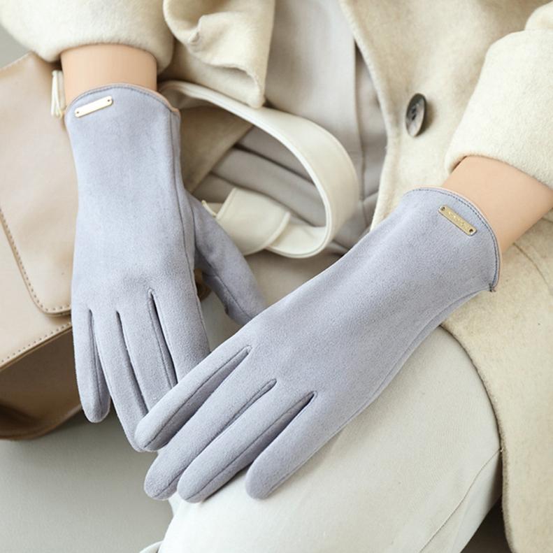 Women Warm Fingerless Flip Mittens Autumn and Winter Touch Screen Driving Gloves