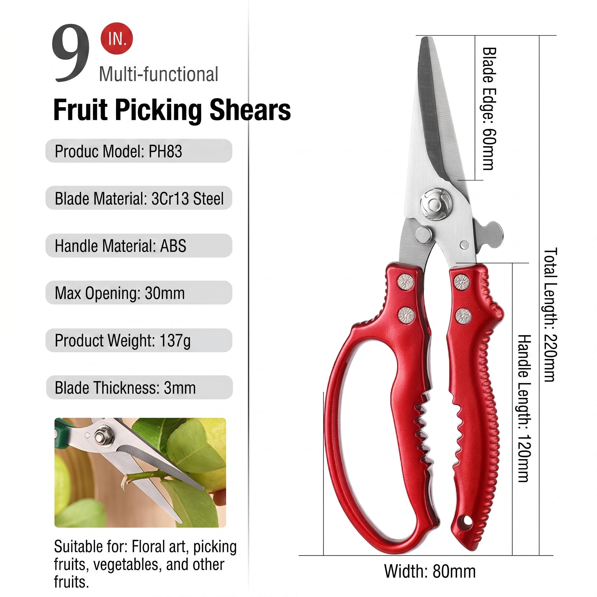 Garden Hand Tools Multifunctional Stainless Steel Pruning Shears Gardening Flower Scissors (as the picture,Pruning Shears&red Straight head)