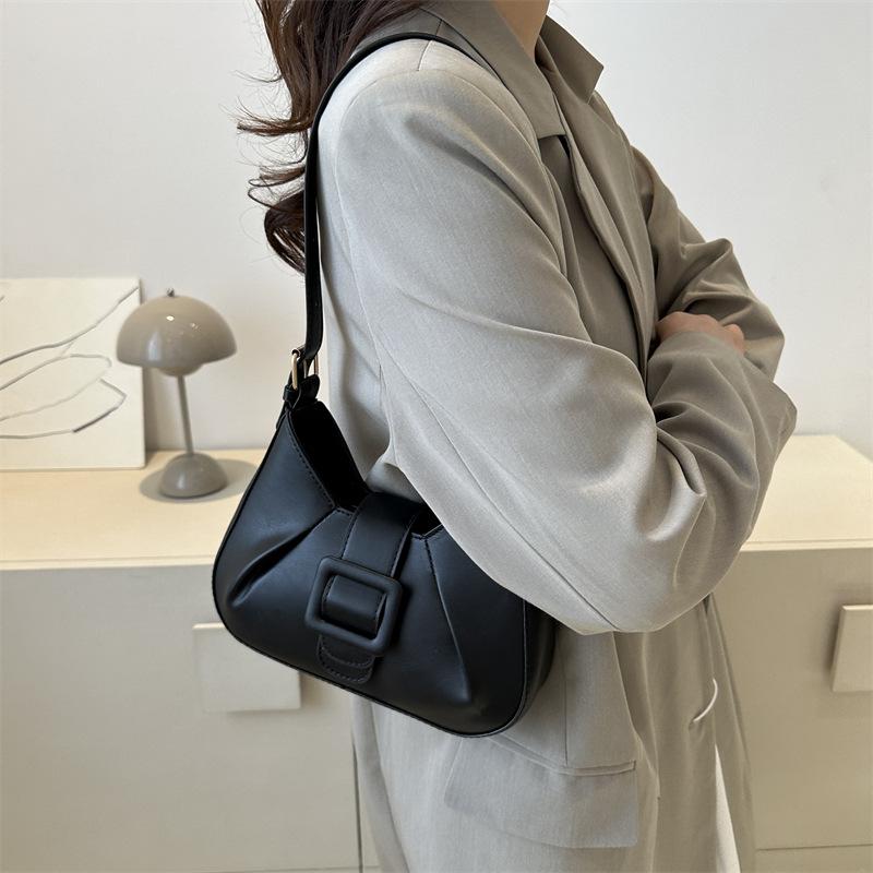 Retro Texture Solid Color Simple Shoulder Bag Women's 2025 Early Autumn New Versatile Ins Korean Version Underarm Bag Women's Bag