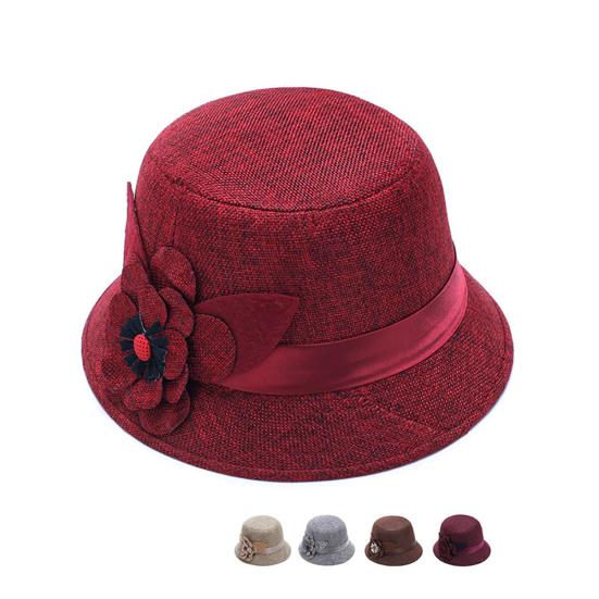 Retro Spring Summer Flower Linen Wide Brim Cocktail Party Travel Ladies Hat Gift