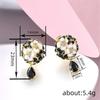 Female White Enamel Black Stone Flower Stud Earrings Vintage Gold Color Wedding Party Gift  For Women