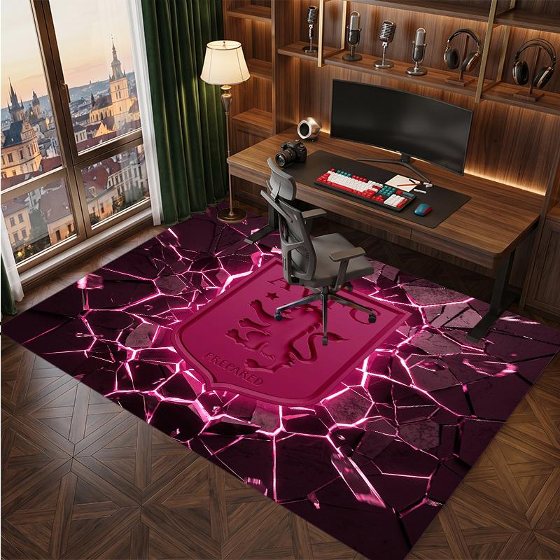 Aston Villa Voetbal Print Kristal Fluweel Tapijt, Comfortabel Waterabsorberend Antislip Binnen Vloerkleed