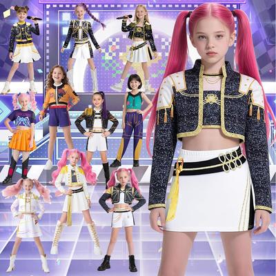 Nieuw Warrior K Pop Verkleedkostuum Rumi Kostuum Zoey Cosplay Mira Kleding Zwart 3D Print Meisjesgroep Dames Halloween Kostuums Outfits