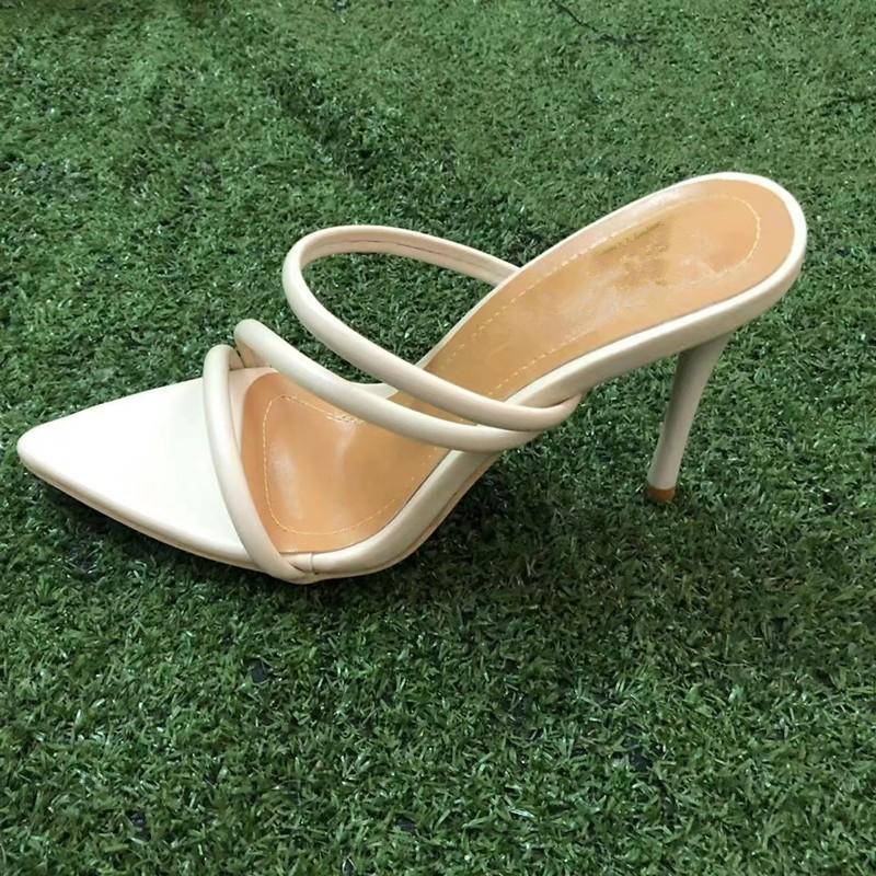 Plus Size High Heel Sandals Women Pointed Toe Open Toe One Strap Sexy Slim Heel Anti-Slip Wear-Resistant Cool Mopping