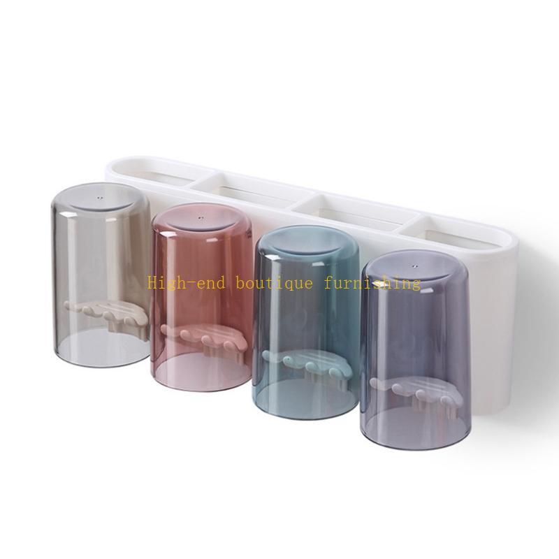 

Punch-free Wall Mount Toothbrush Holder Set Porous Bit Cup Shelf Multifunctional Home Bathroom Storage Appliances