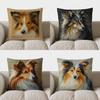 Home Decor Cute Collie Dog Design Throw Pillow Cover Pattern Cushion Cover Suitable For Sofa Bedroom Car Pillow Cover