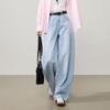 ESE-Y 2026 Spring Relaxed High-Waisted Curved Wide-Leg Denim Trousers