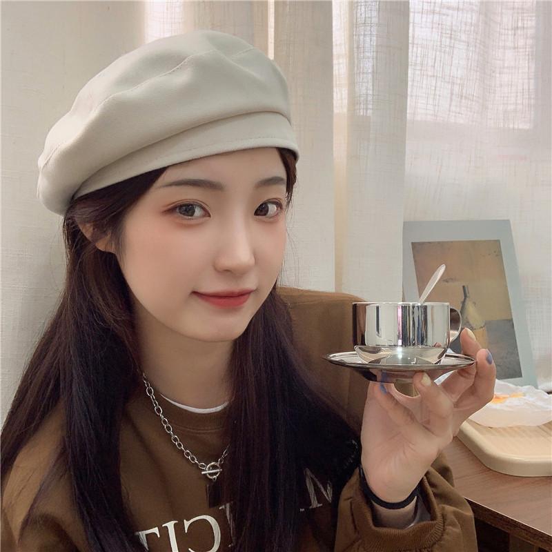 Vintage Round Top Cotton Beret Hat For Women Warm Sunshade Pumpkin Hat