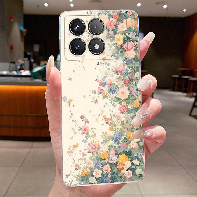 Phone Case For Poco F6 Pro Redmi K70 Pro K70E Case Aesthetic Shell Luxury Fashion Butterfly Flowers Soft TPU Back Clear Cover