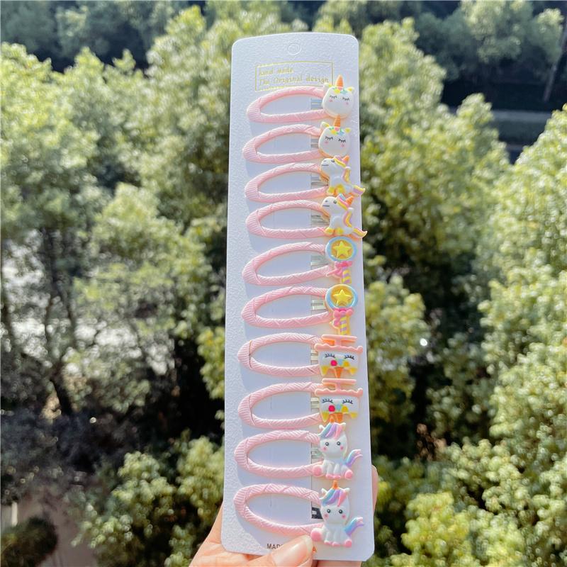 2021 Cute 10 Pcs/set Cartoon Hair Clips for Baby Girl Hairclip Flower Fruit Hair Pins Kids Hair Accessories Gift