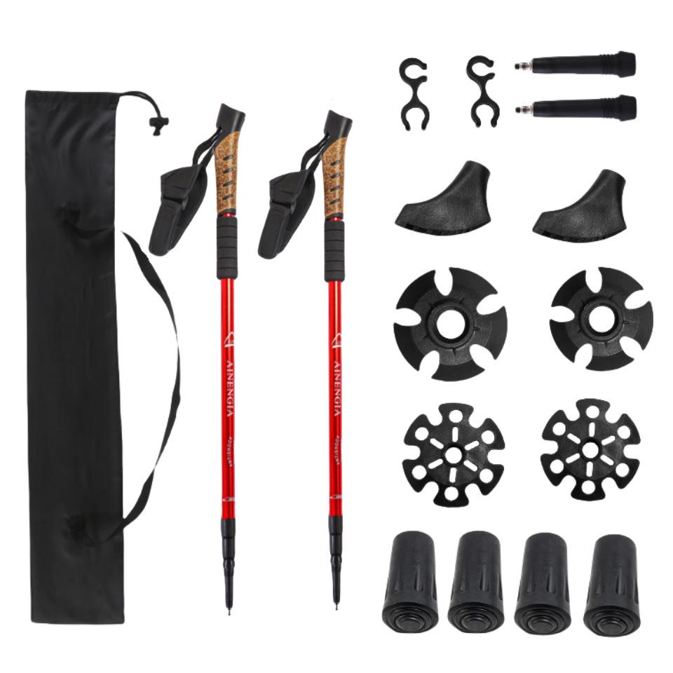 Outdoor Hiking Poles Set: 2-Piece Aluminum Alloy Trekking Poles with Cloth Bag.