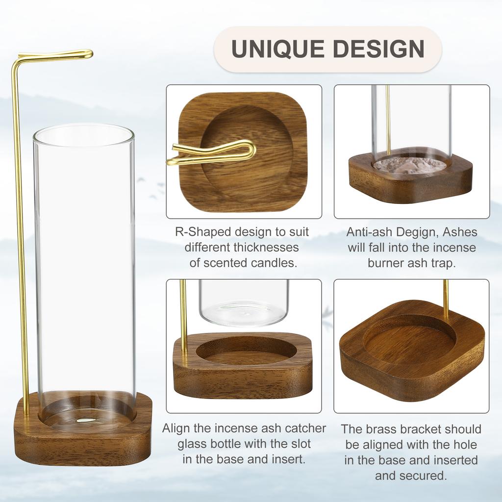 Incense Holder Modern Incense Burner with Removable Glass Ashes Catcher Incense Sticks Base for Room Decor Yoga Meditation