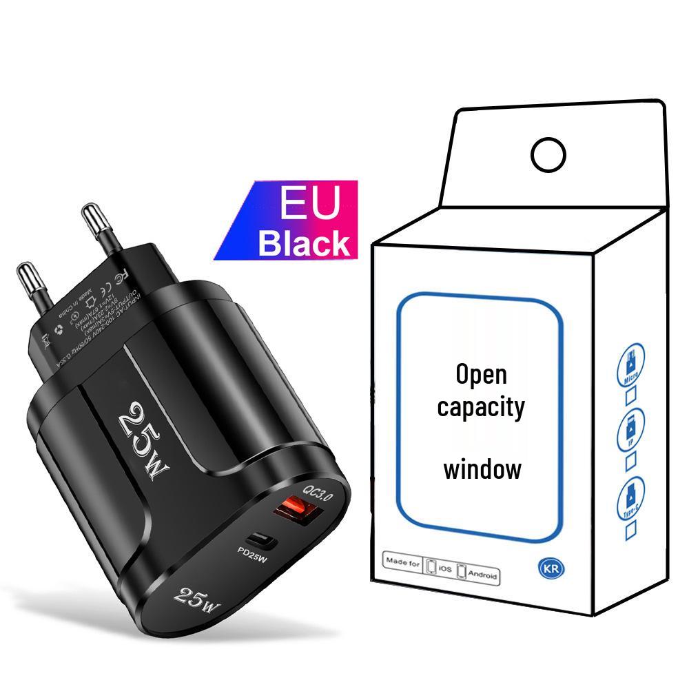 QC3.0+PD 25W Fast Charger with EU/US/UK Plugs
