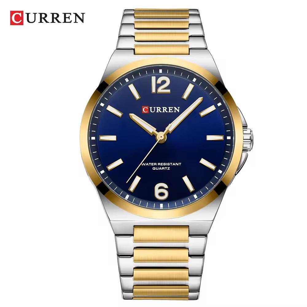 CURREN 8493 NEW Luxury Brand Wristwatches for Men's Stainless Steel Band Quartz Watch Simple Business Clock with Luminous Hands