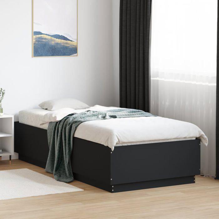 VidaXL Bed Frames, Single Bed with Slat Base, Adult Bed, Bedroom Furniture, Modern, Black 90x200 Cm Wood 3209724