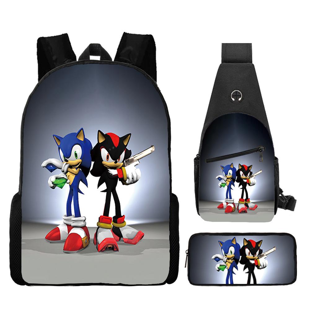 Backpack, Primary School Student Animation Schoolbag, Cartoon Backpack, Satchel, Pencil Bag, Three-Piece Set.