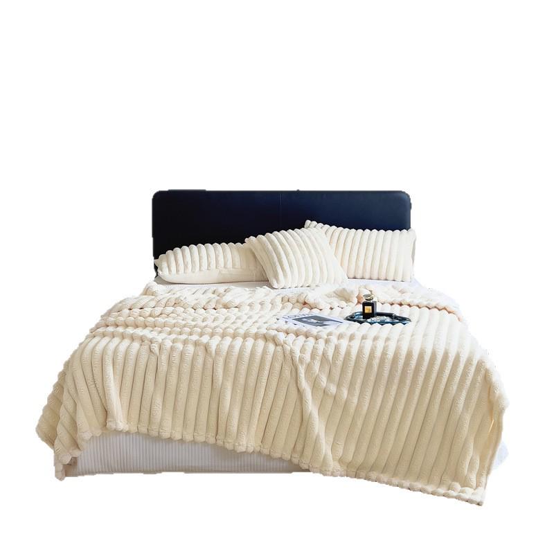 Rabbit Fur Plush Flannel Fleece Blanket: Multifunctional Nap Blanket for Office, Sofa, or Car.