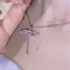 2pcs/set Zircon Heart Pendant Necklace Crystal Angel Wing Collarbone Chain for Women Girl Aesthetic Jewelry Long Chain
