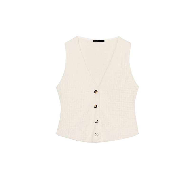 Textured Sleeveless Cardigan Vest Tops 5039277 Straight-leg Loose Comfort and Casual Pants 5039278